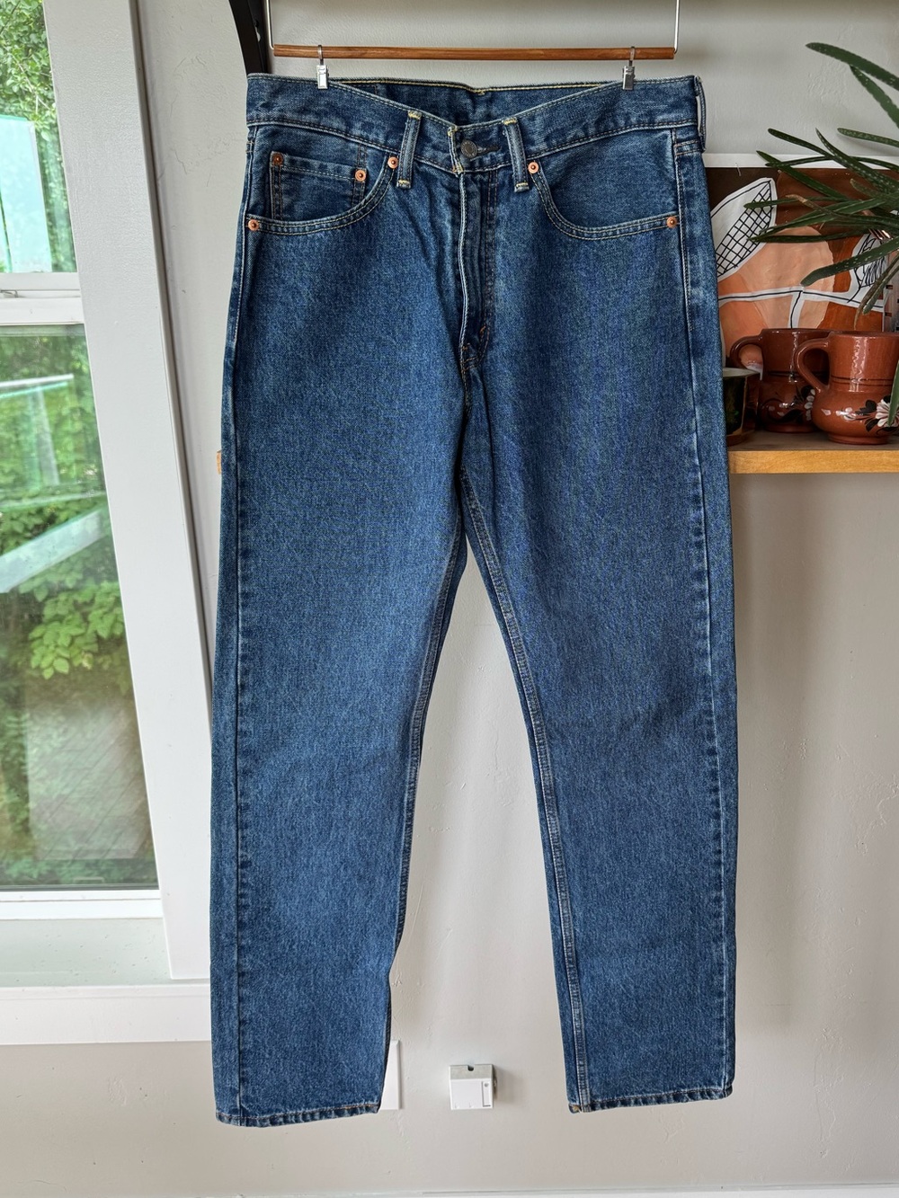 Vintage Y2K Levis 505 Dark Blue Classic Rinse Denim Jeans Size 32 x 34
